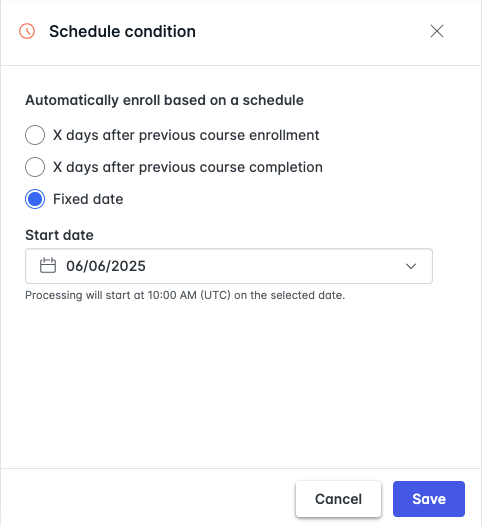 schedule enrollment to a calendar date in learning journey.png