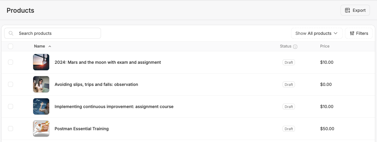 sample products page with courses.png