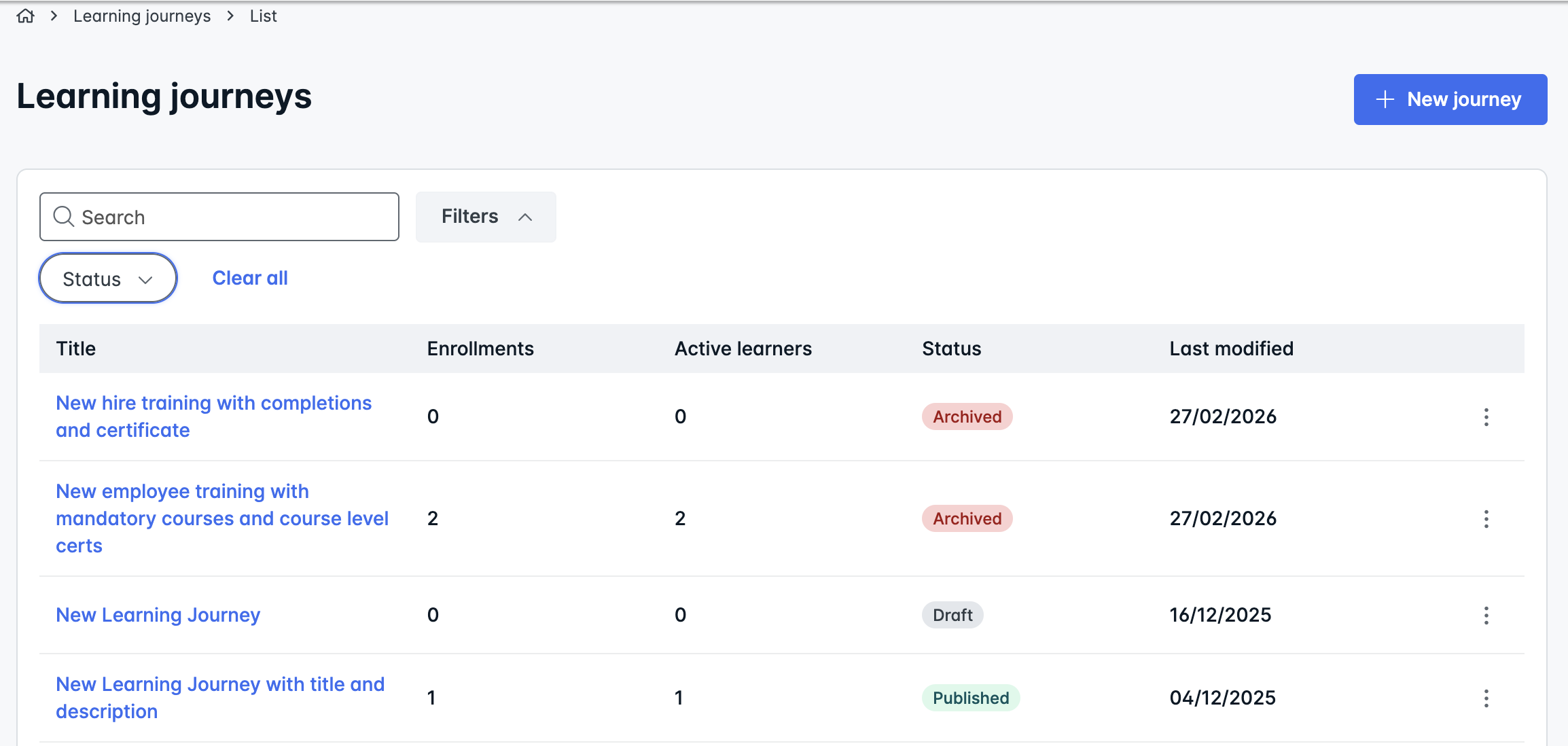 learning journey page with filter by status.png