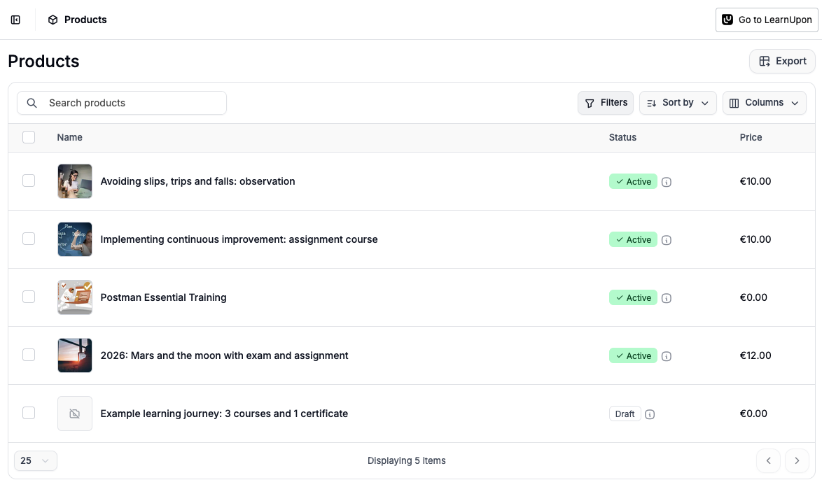products page with active and draft items.png